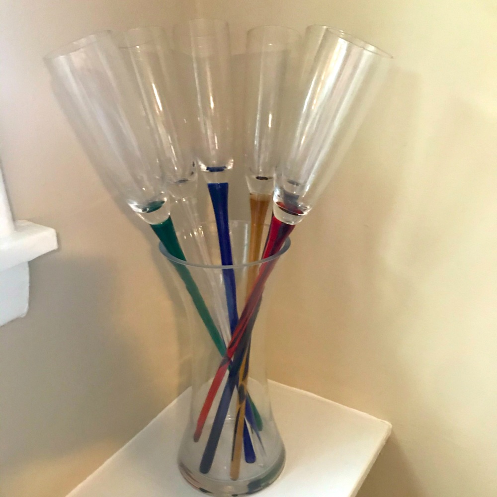 Champagne Flute Set and Vase